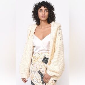 Greylin Marcel chunky knit  Handloomed Hoodie Cardigan size M boho hippie cozy